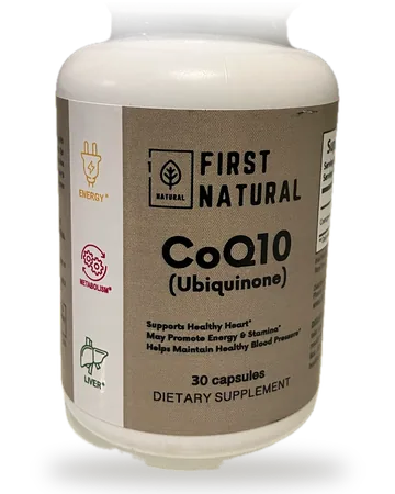 Frasco de CoQ10 de First Natural